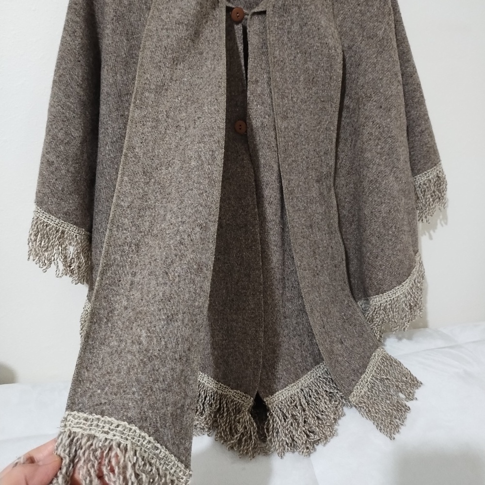 Wool Fringe Shawl  One Size - Picture 4 of 12